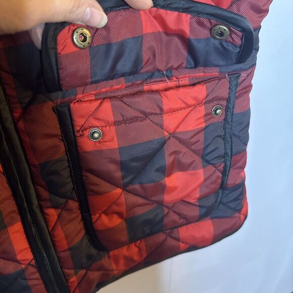 Cremieux Womens Buffalo Plaid Vest Large Quilted Jacket Red Black Gorpcore - Picture 4 of 9